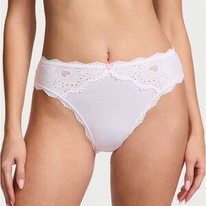VICTORIA'S SECRET Heart Eyelet Cotton High-Leg Brief Panty Size M
